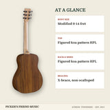 Martin LXK2 Little Martin Koa Pattern Acoustic Guitar with Gig Bag at a glance body size top back & sides bracing