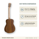 Free shipping and authorized dealer warranty for Martin LXK2 Little Martin Koa Pattern Acoustic Guitar with Gig Bag