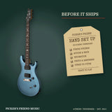 PRS SE CE24 Standard Satin Electric Guitar Ice Blue Metallic hand set up in Athens Tennessee before it ships