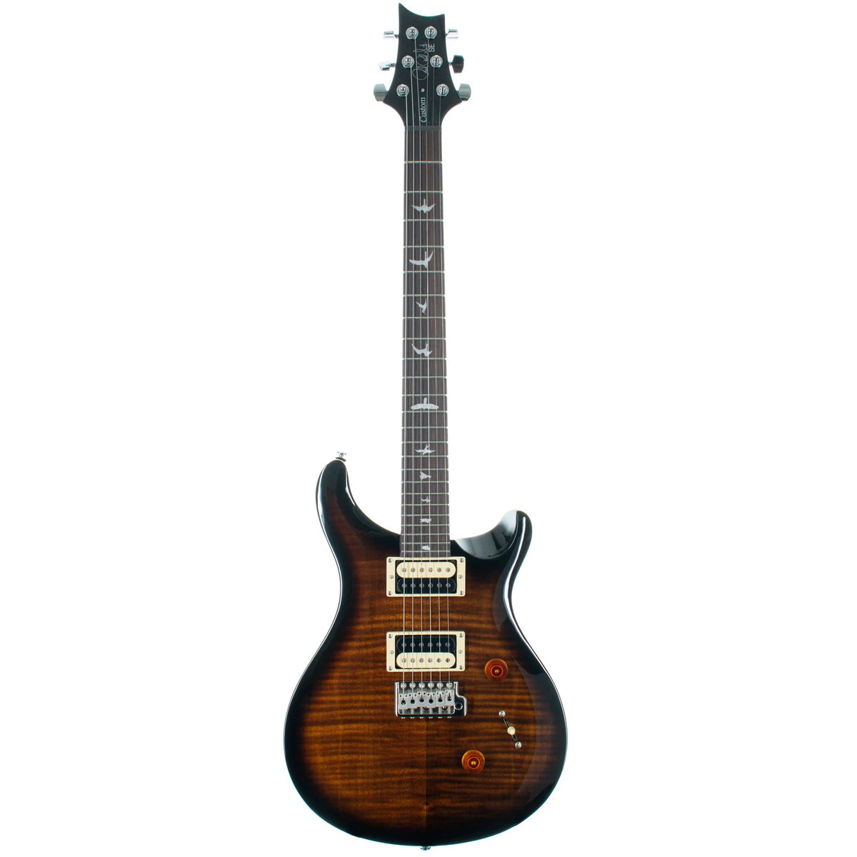 PRS SE Custom 24 Electric Guitar Black Gold Sunburst front view