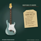PRS SE Silver Sky Electric Guitar Stone Blue hand set up in Athens Tennessee before it ships