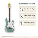Free shipping and authorized dealer warranty for PRS SE Silver Sky Electric Guitar Stone Blue