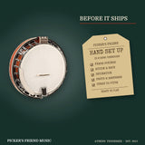 Recording King RK-R20 Songster 5-String Resonator Banjo hand set up in Athens Tennessee before it ships