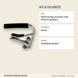 Shubb C1 Standard Steel String Guitar Capo Polished Nickel at a glance fits material finish