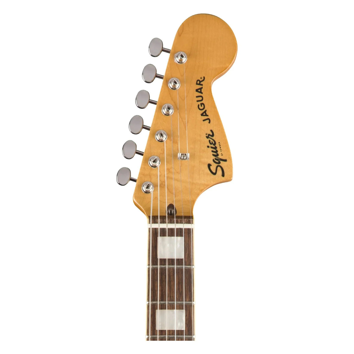 Squier Classic Vibe 70s Jaguar Electric Guitar Surf Green on white background