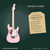 Squier Limited Edition Hello Kitty Stratocaster Electric Guitar Pink hand set up in Athens Tennessee before it ships
