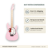 Free shipping and authorized dealer warranty for Squier Limited Edition Hello Kitty Stratocaster Electric Guitar Pink