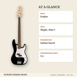 Squier Sonic Precision Bass Guitar Black at a glance body neck fingerboard fingerboard radius