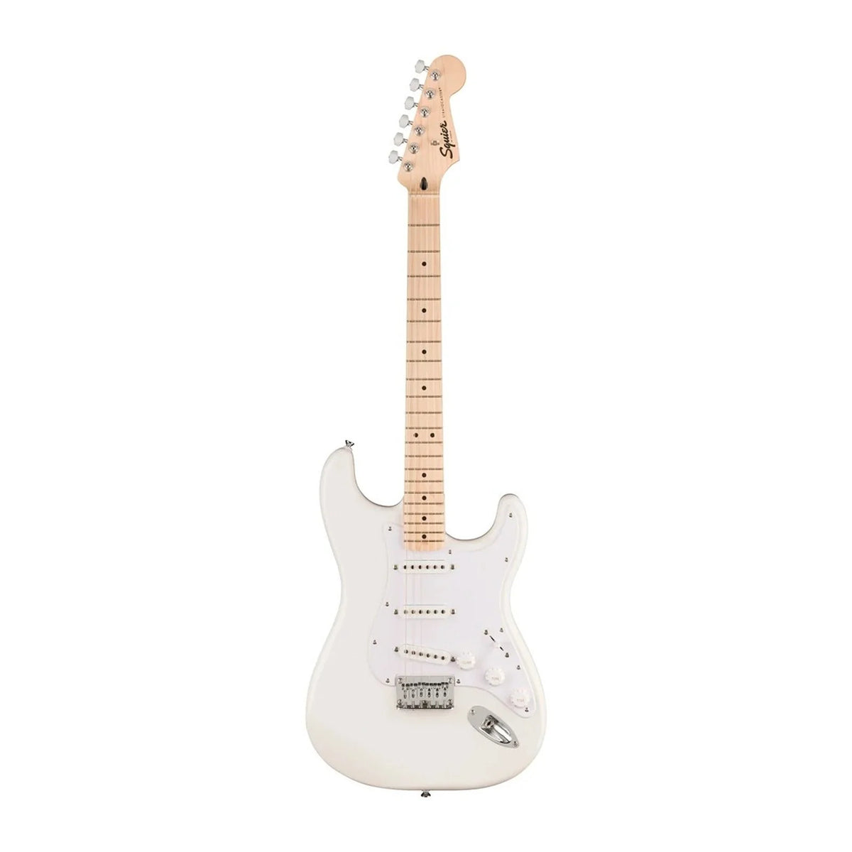 Squier Sonic Stratocaster HT Electric Guitar Arctic White on white background