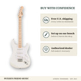 Free shipping and authorized dealer warranty for Squier Sonic Stratocaster HT Electric Guitar Arctic White