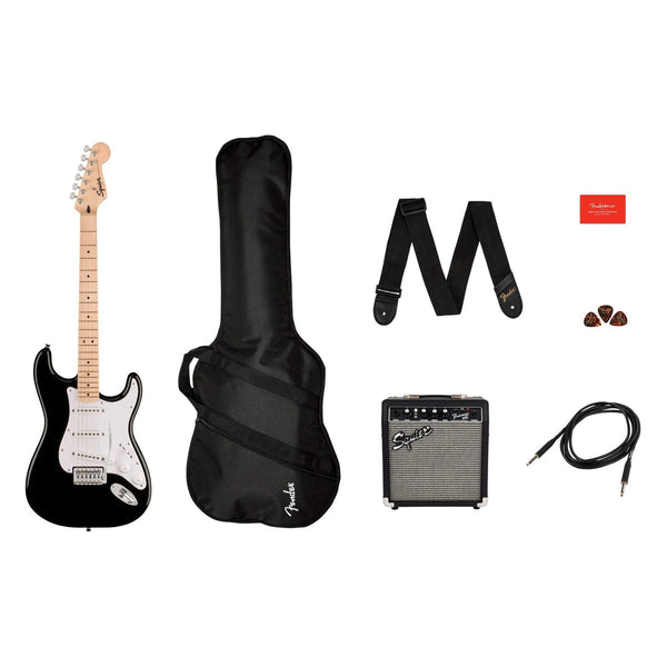 Squier Sonic Stratocaster Electric Guitar Pack with Frontman 10G Amp Black
