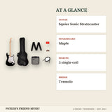 Squier Sonic Stratocaster Electric Guitar Pack with Frontman 10G Amp Black at a glance guitar fingerboard pickups bridge