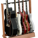 String Swing CC34 Side-Loading Hardwood Guitar Floor Rack Oak close-up detail