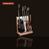 String Swing CC34 Side-Loading Hardwood Guitar Floor Rack Oak studio shot