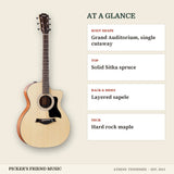 Taylor 114ce Grand Auditorium Acoustic-Electric Guitar with Gig Bag Natural at a glance body shape top back & sides neck