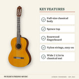 Yamaha C40II Full-Size Classical Guitar Natural key features full-size classical body spruce top rosewood fingerboard nylon strings easy on wide 2 1/16 in classical nut