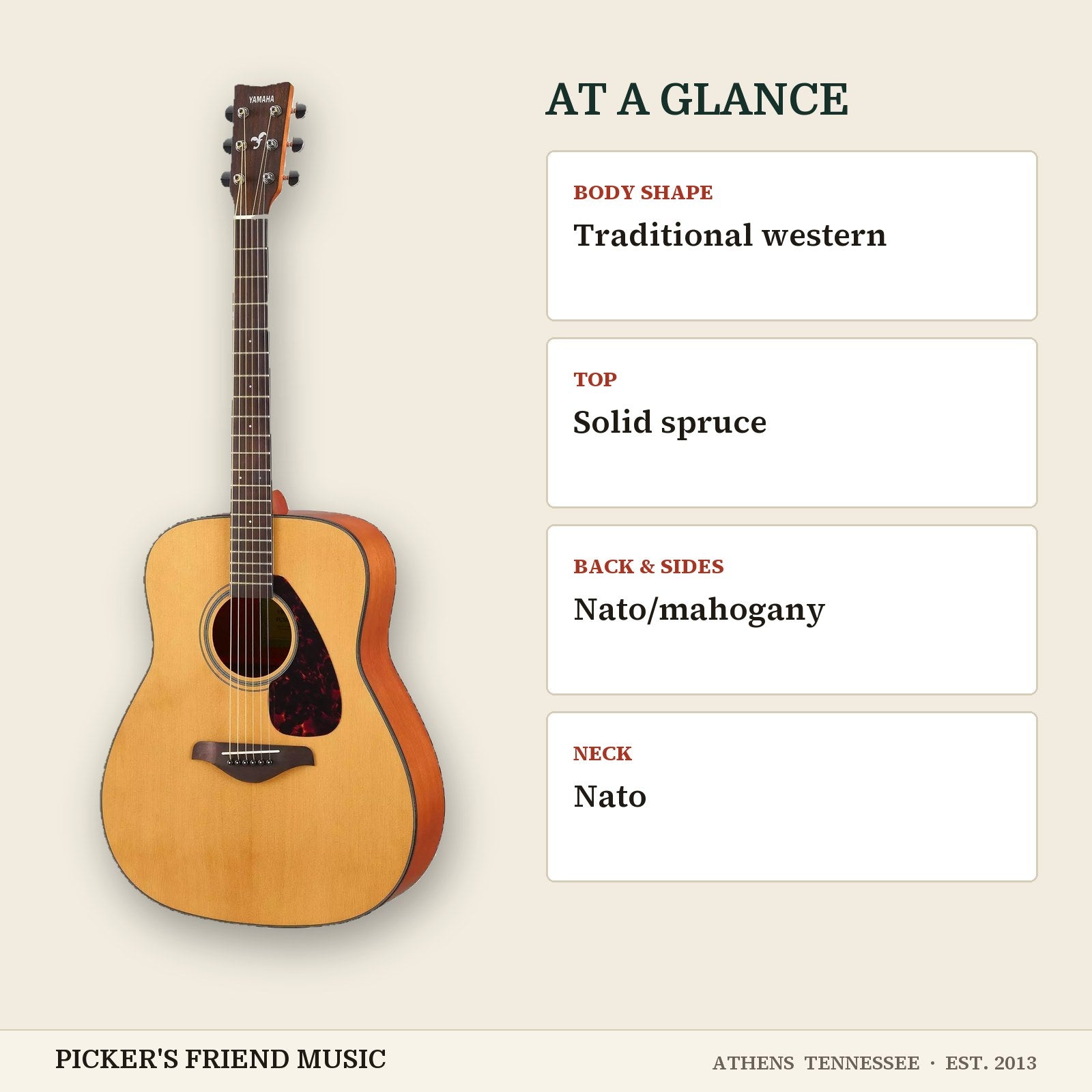 Yamaha FG800J Dreadnought Acoustic Guitar Natural