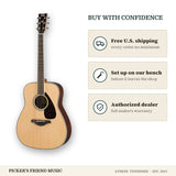 Free shipping and authorized dealer warranty for Yamaha FG830 Dreadnought Acoustic Guitar Natural