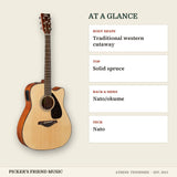 Yamaha FGX800C Dreadnought Cutaway Acoustic-Electric Guitar Natural at a glance body shape top back & sides neck