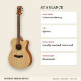 Yamaha FS400C Concert Cutaway Acoustic Guitar Natural Satin at a glance body shape top back & sides fingerboard