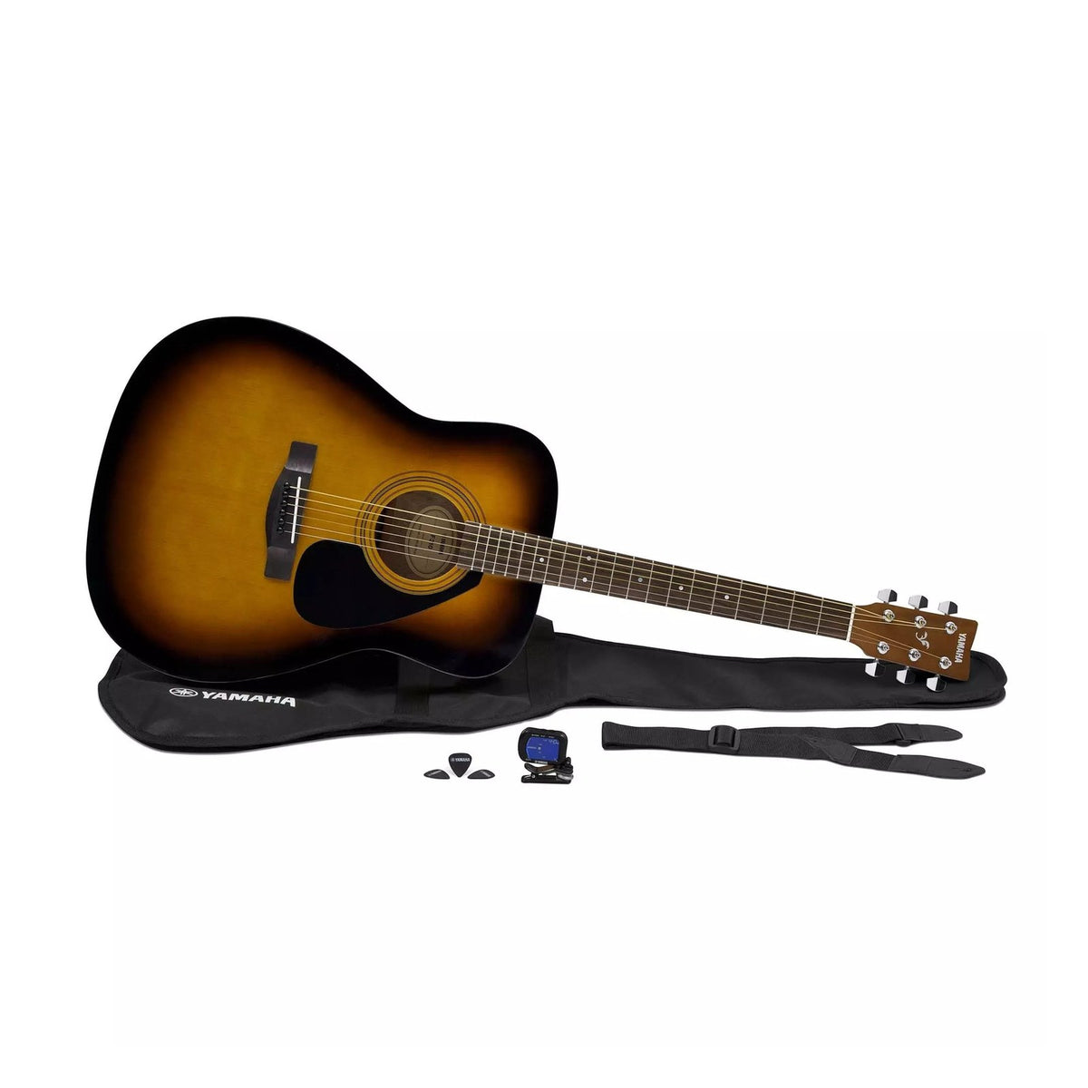 Yamaha GigMaker Standard Acoustic Guitar Pack Tobacco Brown Sunburst on white background