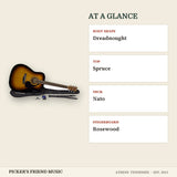 Yamaha GigMaker Standard Acoustic Guitar Pack Tobacco Brown Sunburst at a glance body shape top neck fingerboard